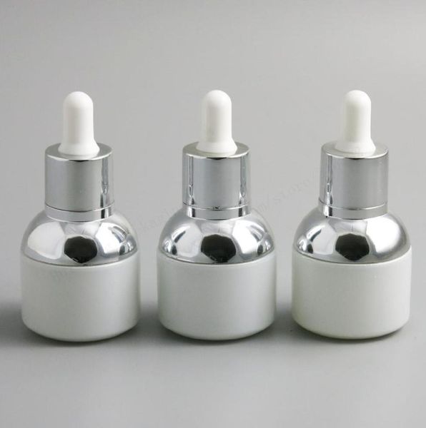 

20 x 30ml empty pear white glass drop bottle with silver aluminum clourse rubber 1oz cosmetic container4900618
