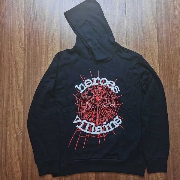 

star's same metro boomin sp5der 555555 rocky spider web hoodie, Black