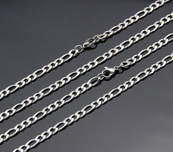 

factory whole 4mm stainless steel figaro chain necklace length 50 55 60 70cm fashion cool party jewelry 5926210, Silver