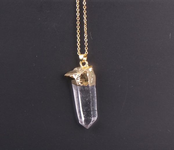 

goldcolor druzy gem stone clear white crystal point pendant necklacedrusy crystal quartz pendant necklace7807499, Silver