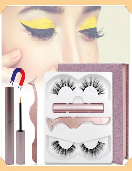 

2 pairs magnetic false eyelashes magnetic eyeliner set 3d threedimensional imitation mink hair reusable eyelash no glue needed6673814