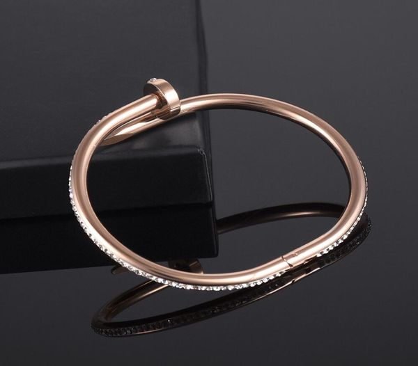 

rose gold bangle brand designer classic nail men bracelet luxury women jewelry diamond bracelet for gift never fade8132614, Black