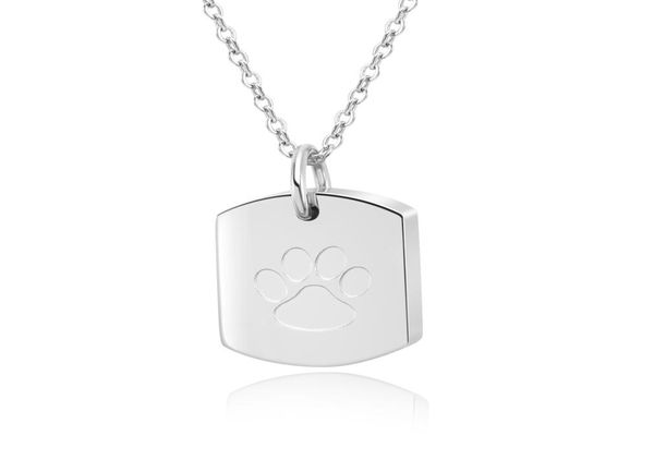 

dog tag cremation jewelry for ashes stainless steel pet paw pendant keepsake holder ashes for pet human memorial funeral urn neckl2876256, Silver