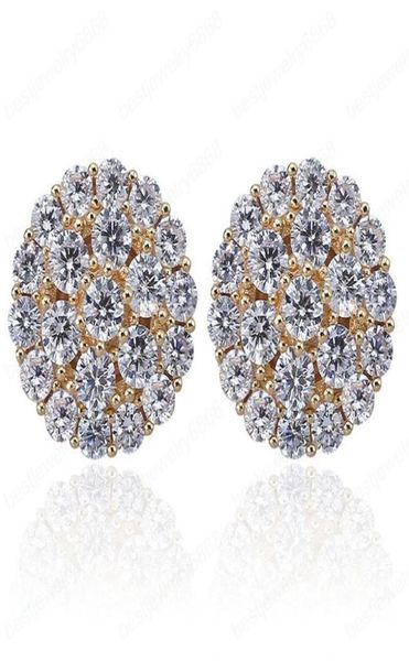 

hip hop full zircon round ear studs men women zircon earrings luxury designer jewelry gold silver mens diamonds earrings gifts5465531, Golden;silver