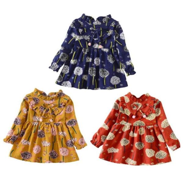 

toddler baby girls dress long sleeve floral flower print dress girl costume children039s clothing for girls kids dresses5668718, Red;yellow