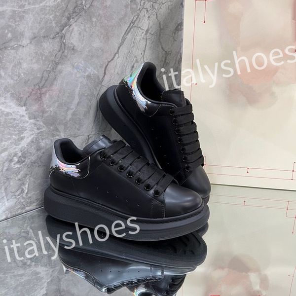 

new luxury designer calfskin casual shoes reflective vintage leather trainers fashion leisure shoe platform lace-up print sneaker xsd221135, Black