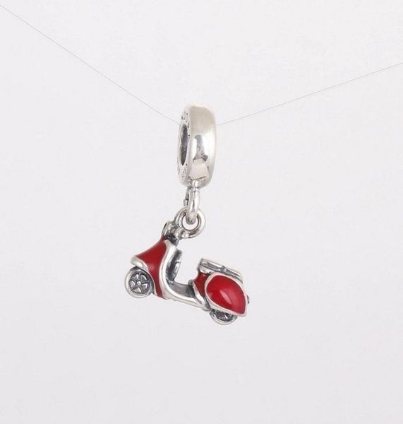 

high-quality 100% 925 sterling silver scooter charm bead with red enamel fits european jewelry bracelets & necklaces1377898, Black