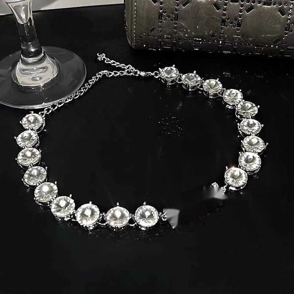 

pendant necklaces designer big and small sister style~luxury high class full diamond party collarbone chain necklace dress accessories hi6l, Silver
