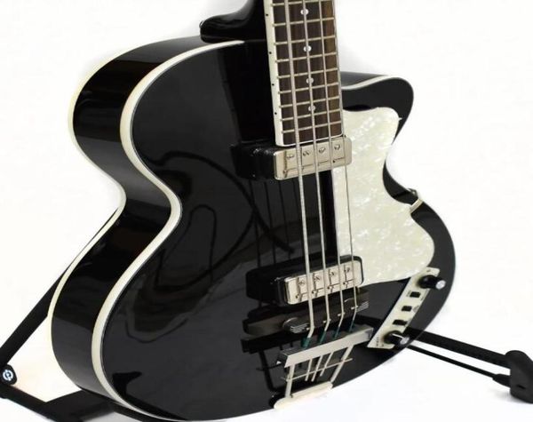 

4 string 1960039s hofner violin club black electric bass guitar 30quot short scale length white pearl pickguard8990900
