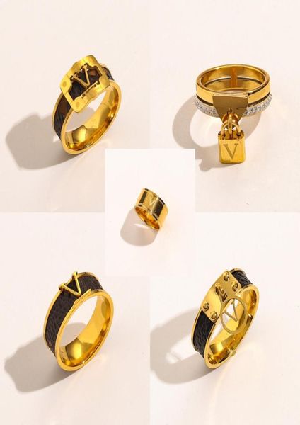 

fashion men women stainless steel rings designers old flower leather ring luxurys jewelry party gifts size 691960585, Golden;silver