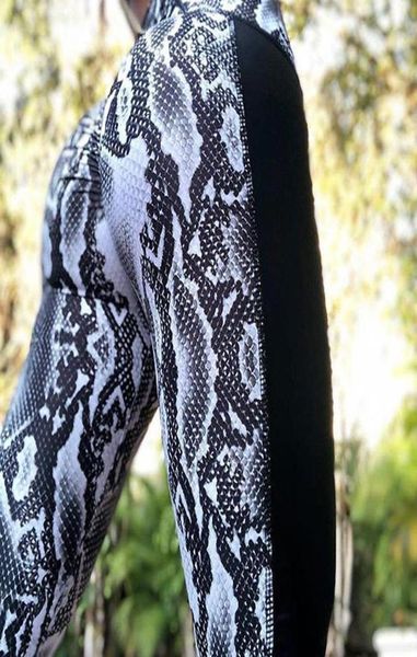 

yoga outfits snake print leggings women black pu leather fitness legging hips push up patckwork workout high waist xa151a12250292, White;red