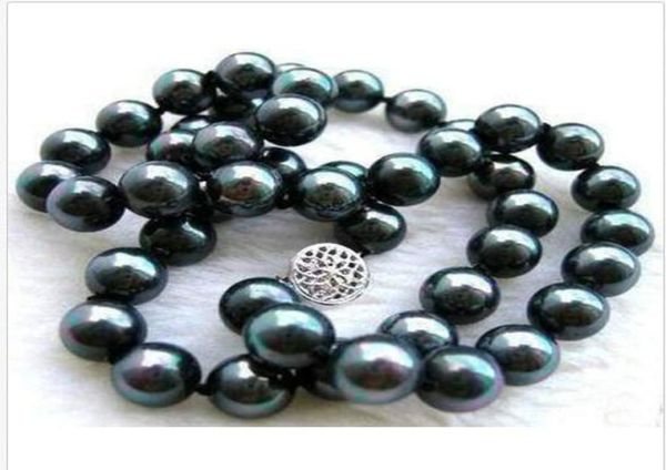 

new fine pearls jewelry whole 10mm black blue south sea pearl round beads necklace 18quot5588286