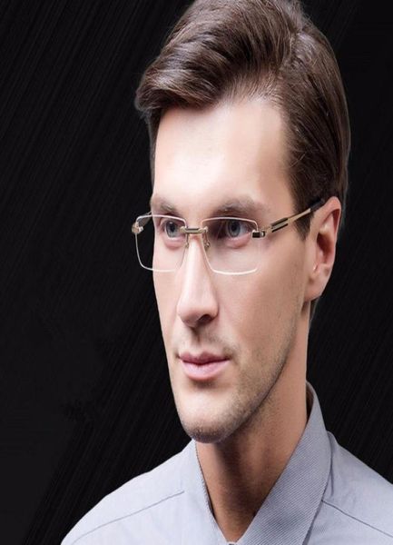 

rimless glasses wide spectacle men square eyeglasses frames reading glasses prescription lens optical frame m03499345437