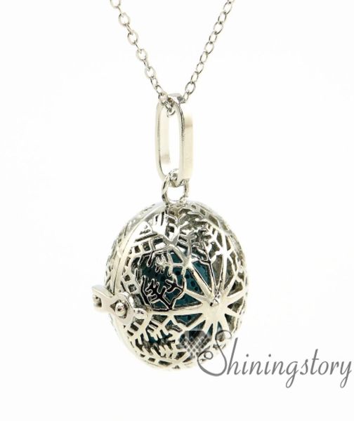 

snowflake ball openwork aromatherapy necklace aromatherapy jewelry whole make your own oil diffuser aromatherapy necklace diff6901356, Silver