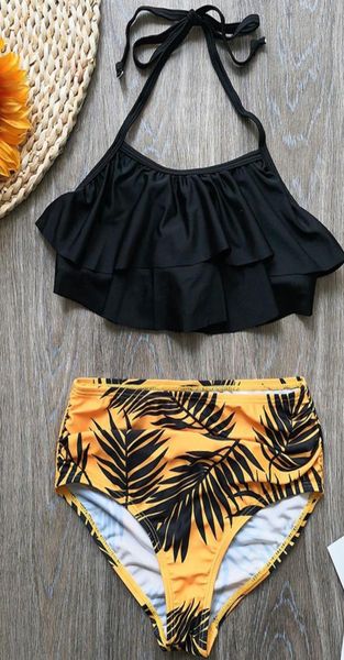 

514 years girl swimsuit kids swimwear leaf print teenage girl bikini halter girls bathing suit children039s swimwear8980389, Blue