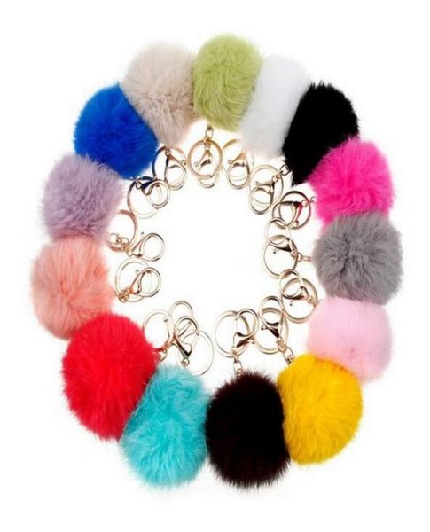

gold rabbit fur ball keychain fluffy key chain fur pompom llaveros portachiavi porte clef keyring key chain for bag9523143, Slivery;golden