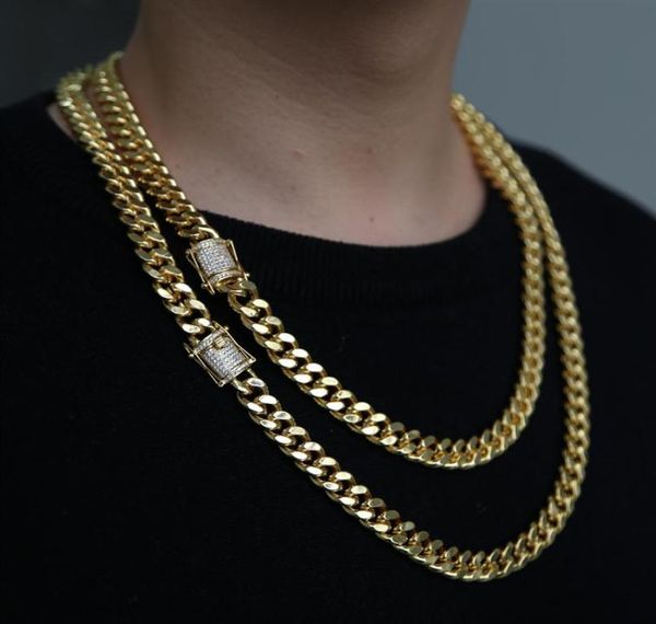 

hip hop cuban chain necklace 5a cz paved clasp for men jewelry with gold filled long chains miami necklaces mens jewelry177f1670885, Silver