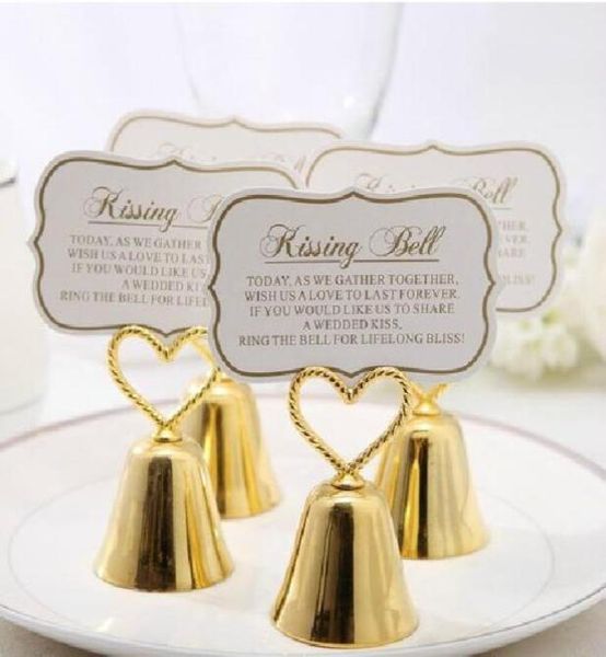 

other wedding favors 100 pcs size 6x34cm beautiful gold silver kissing bell place card holder po holder table decoration party1979003