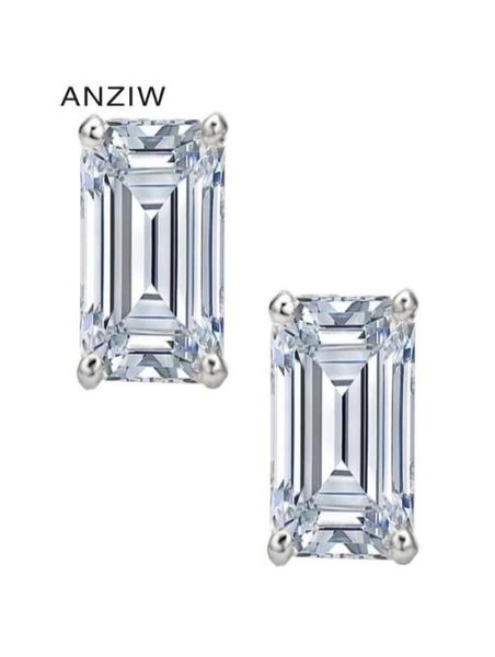 

stud ainuoshi fashion 925 sterling silver emerald cut cz earrings earring women wedding party jewery gift9843524, Golden;silver