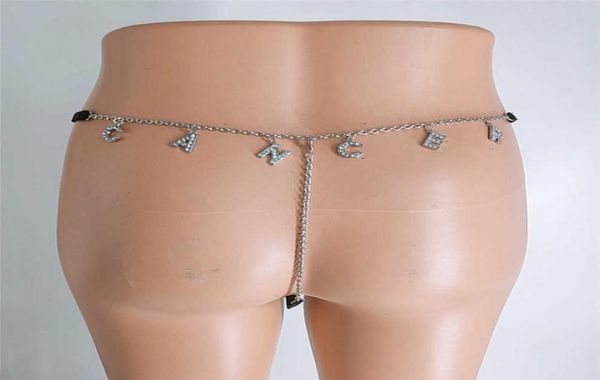 

waist chain stainless steel custom letter chain body jewelry for girl valentine039s day underwear thong back panties p08113374048, Silver