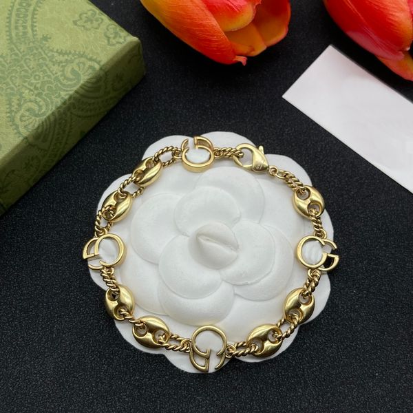 

luxury design bangles brand letter bracelet chain famous women 18k gold crystal rhinestone pearl wristband link chain couple gifts jewerlry, Black