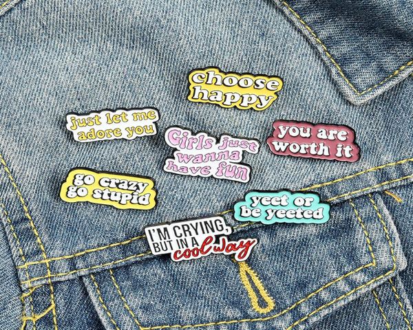 

enamel brooches pin for women fashion dress coat shirt demin metal funny brooch pins badges promotion gift letter choose happy5524615, Gray