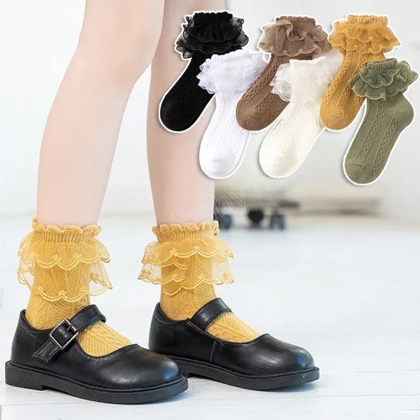 

baby girls lace ruffle socks cute baby frilly short socks summer cotton kids toddler dance socks, Pink;yellow