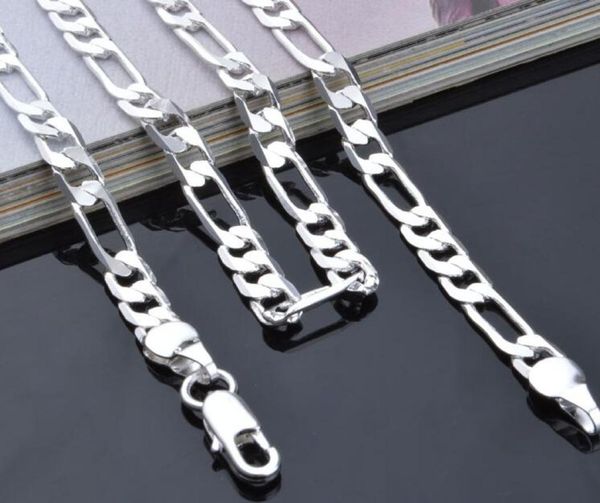 

925 sterling silver plated pretty classic fashion 4mm chain men style necklace 1630inches 31 sideways necklace7203425