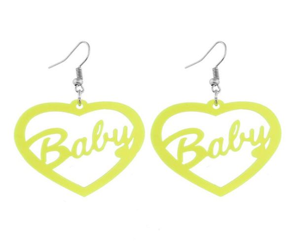 

new green neon jewelry dangle earring acrylic drop earrings for women letter peach heart baby trendy cute accessories4525263, Silver