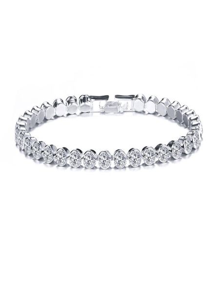 

new vintage silver gold alloy full rhinestone bracelet for women fashion one row cz zircon tennis bracelets wedding party gifts hz5344845, Golden;silver