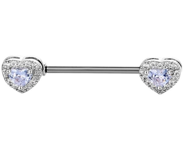 

d1042 zircon heart nipple ring clear 14ga 16mm length01233501574, Silver