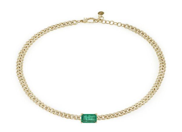 

women iced out bling cz chain choker 328cm necklace with big green baguette cz miami cuban link chain necklace wedding gift3135718, Silver