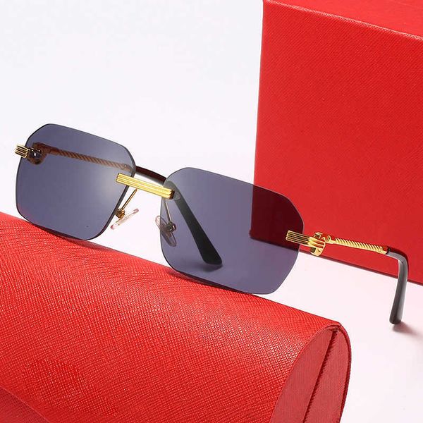 

Fashion carti top sunglasses New rimless cut Sunglasses polygon glasses twine leg personalized Unisex optical frame with logo box