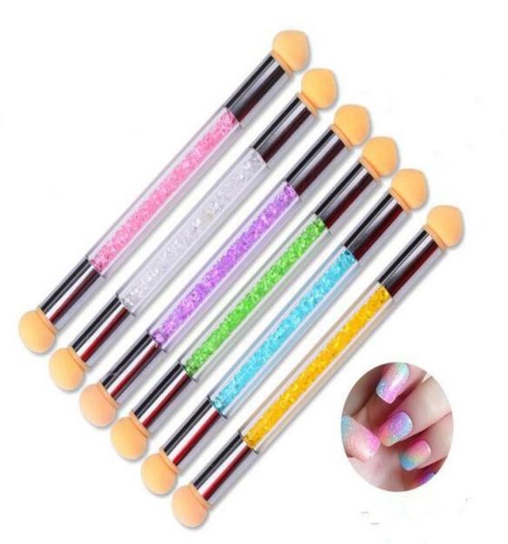 

new salon beauty glitter powder sponge nail brush with cap gradient pearl laser rhinestone handle manicure nail art tool kd4658302, Silver