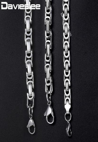 

davieslee mens necklaces chains silver tone stainless steel byzantine chain necklace for men jewelry fashion gift 57mm lknn21fact6262926