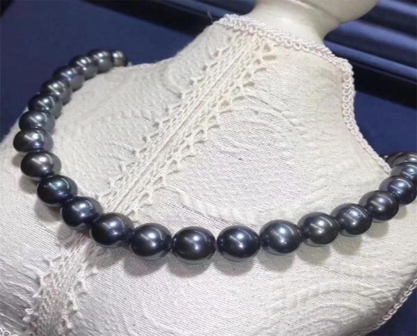 

fashion women039s genuine 89mm tahitian black natural pearl necklace 18quot 255 w24188651, Silver