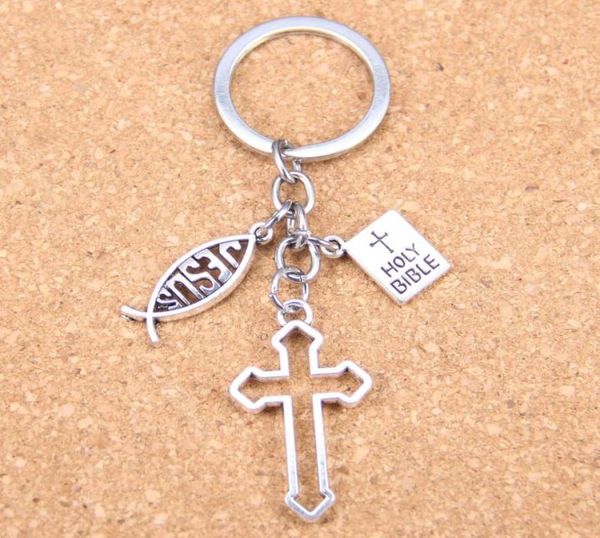 

key rings 20pcs fashion diy keychain jesus cross book holy bible pendants men jewelry car key chain souvenir for gift 2303028716585, Slivery;golden