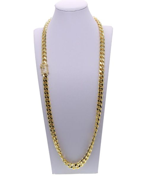 

hip hop cuban chain necklace with cz paved clasp for men jewelry with gold filled long chain cuban necklace mens jewelry9109904, Silver