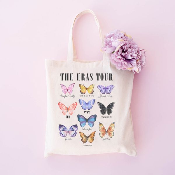 

tote bag the eras tour pattern print canvas handbag,taylor butterfly shoulder bag