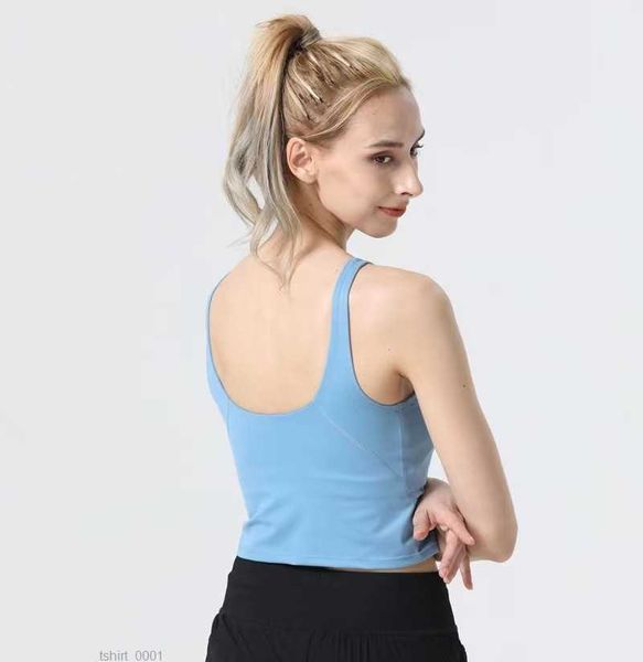 

lu u type back align tank gym clothes women casual running nude tight sports bra fitness beautiful underwear vest shirt qbj5, White