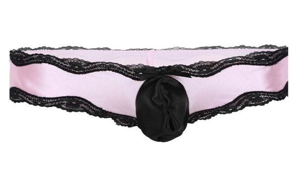 

women039s panties sissy lingerie for men crossdress underwear lowwaisted gay bikini lacework underpants with bulge pouch 40403540983, Black;pink