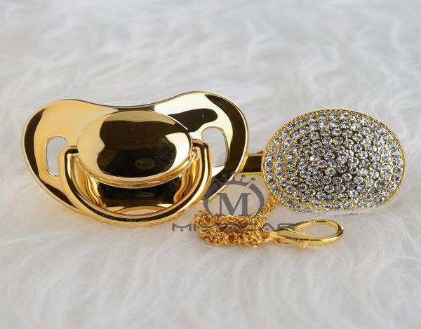 

miyocar bling all gold pacifier and pacifier clip unique design baby sgs certificate safe and unique lj2011101203959