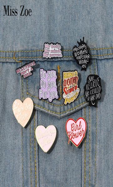 

girl power enamel pins custom don039t lose heart more self love brooches lapel badges feminism jewelry gift for women friends2905576, Gray