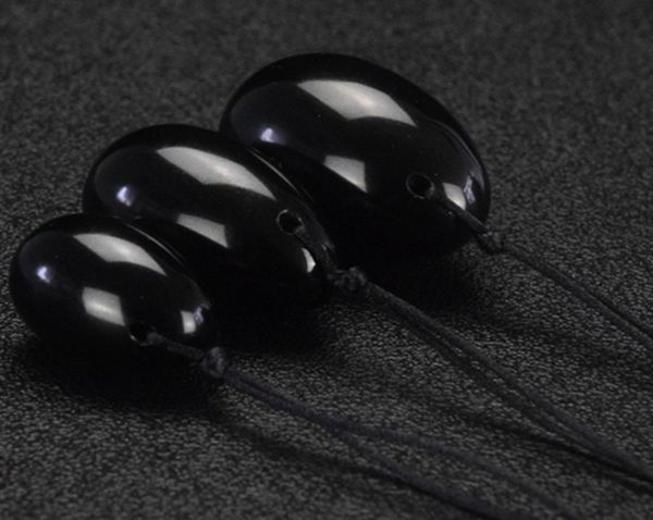 

20setslot drilled natural black obsidian yoni egg for kegel exercise pelvic floor vaginal muscle exerciser jade egg massage ball8856153