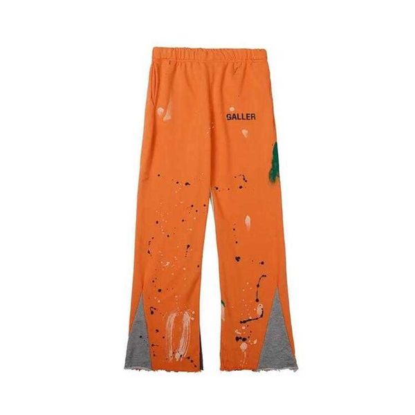 

galleries men's pants 2023 men women galleries sweatpants depts speckled letter print women's couple loose versatile casual straig, Black
