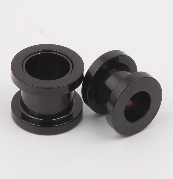 

50pcslot mix 8 size black stainless steel body piercing jewelry screw ear plug tunnels9691774, Silver