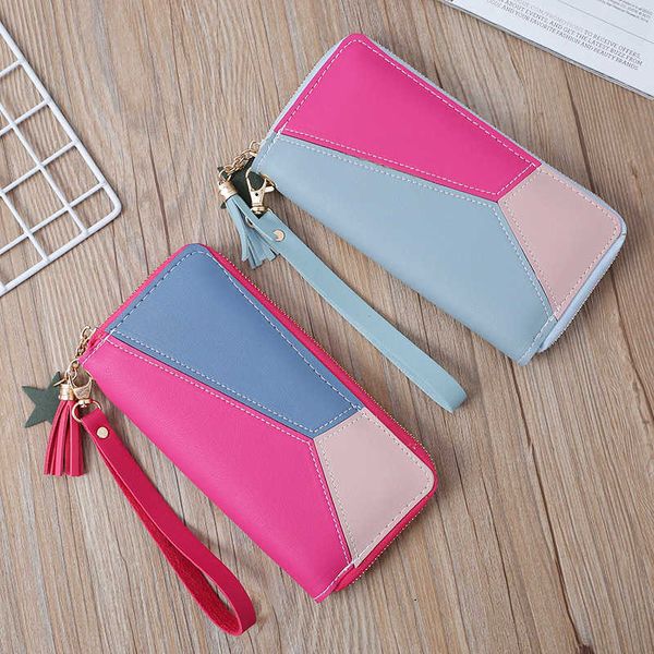 

zero wallet color contrast long wallet women's zipper color contrast fashion new korean edition wallet handbag