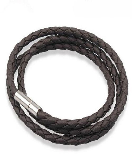 

mesh magnetic stainless steel clasp double wrap mens leather bangle bracelets wristband beautiful titanium bracelet for men jm0023960087, Golden;silver