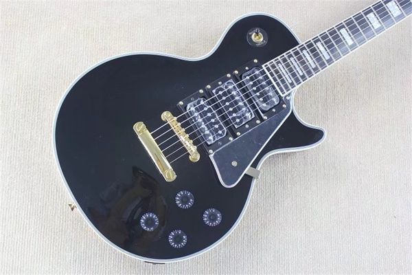 

black beauty lp custom electric guitar solid mahogany body ebony fingerboard golden hardware