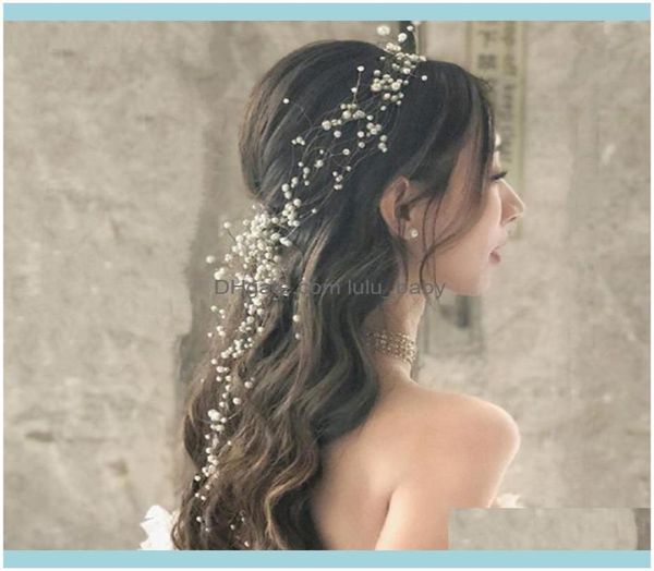 

jewelry brides beautiful multilayer pearl black wire hair hoop piece handmade headband wedding headdress bridal jewelry clips ba1236044, Golden;silver